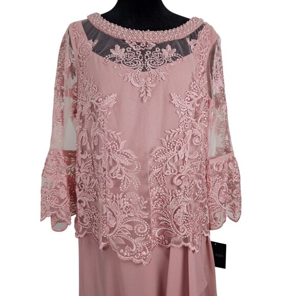 Le Bos Womens Formal Embroidered Lace Bodice Draped Skirt Maxi Dress Size 10 - Picture 6 of 16